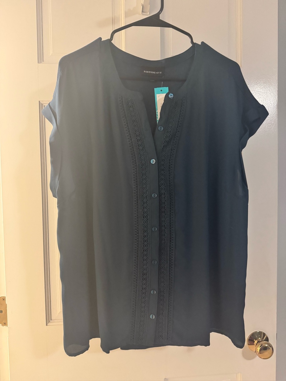Fortune+Ivy Teal Green Blouse